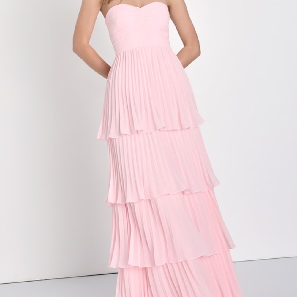 Lulu's Pink Strapless Maxi Dress